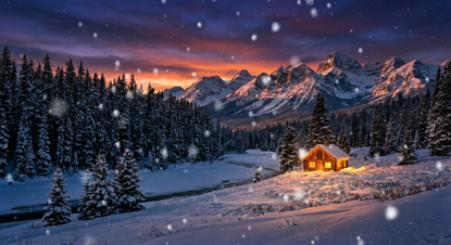 Winterhütte Projektion